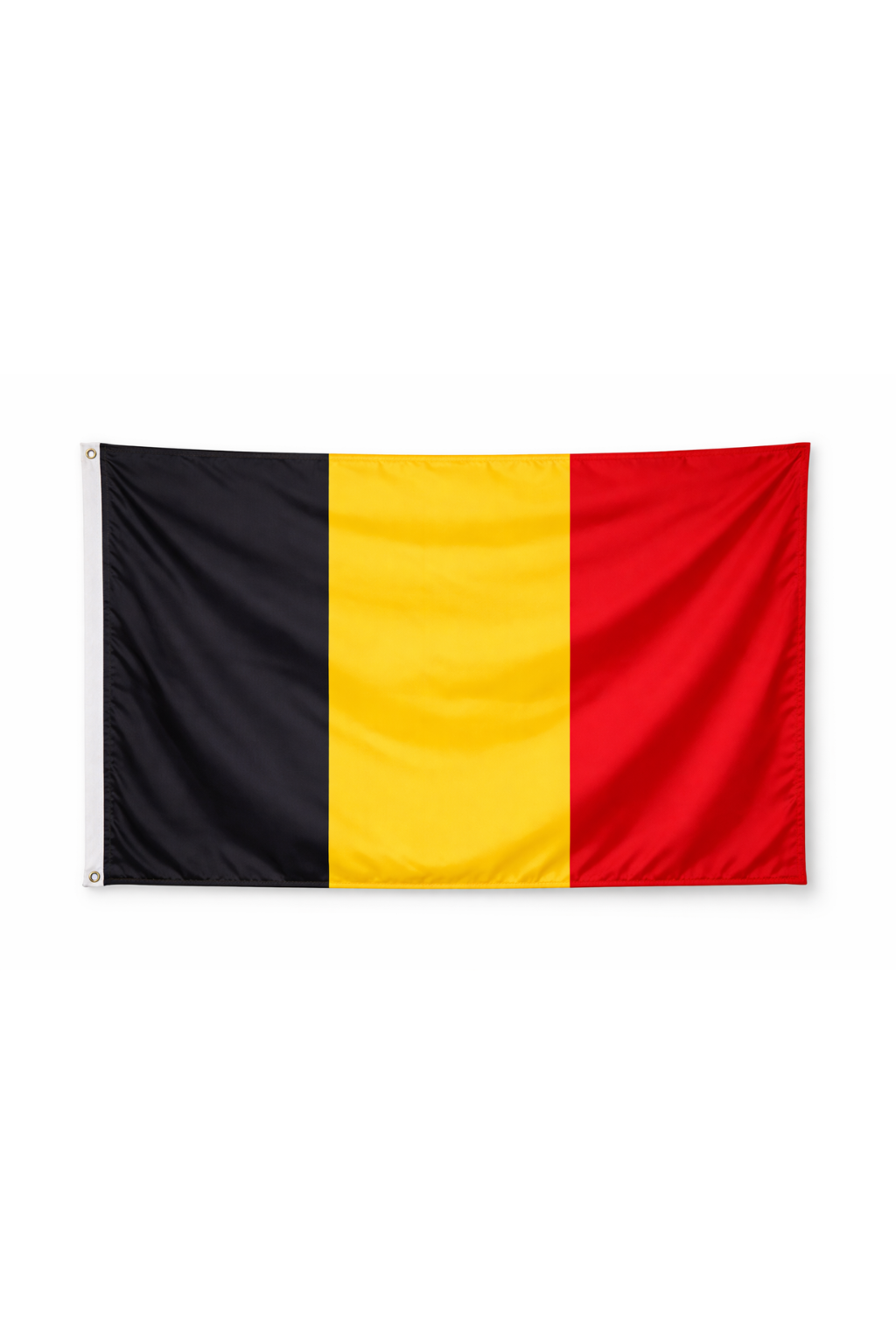 Flag of Belgium with black, yellow, and red colors on a white background