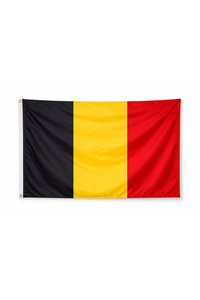 Flag of Belgium with black, yellow, and red colors on a white background
