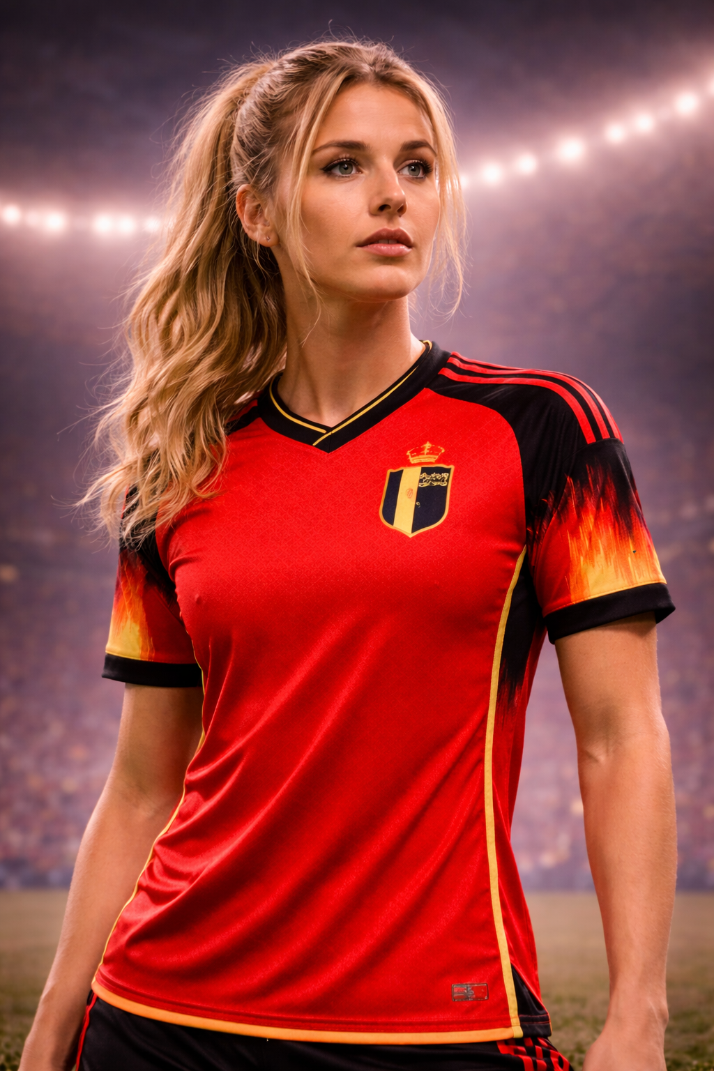 Belgium-Inspired Red & Black Football Jersey – Fan Edition Front Woman