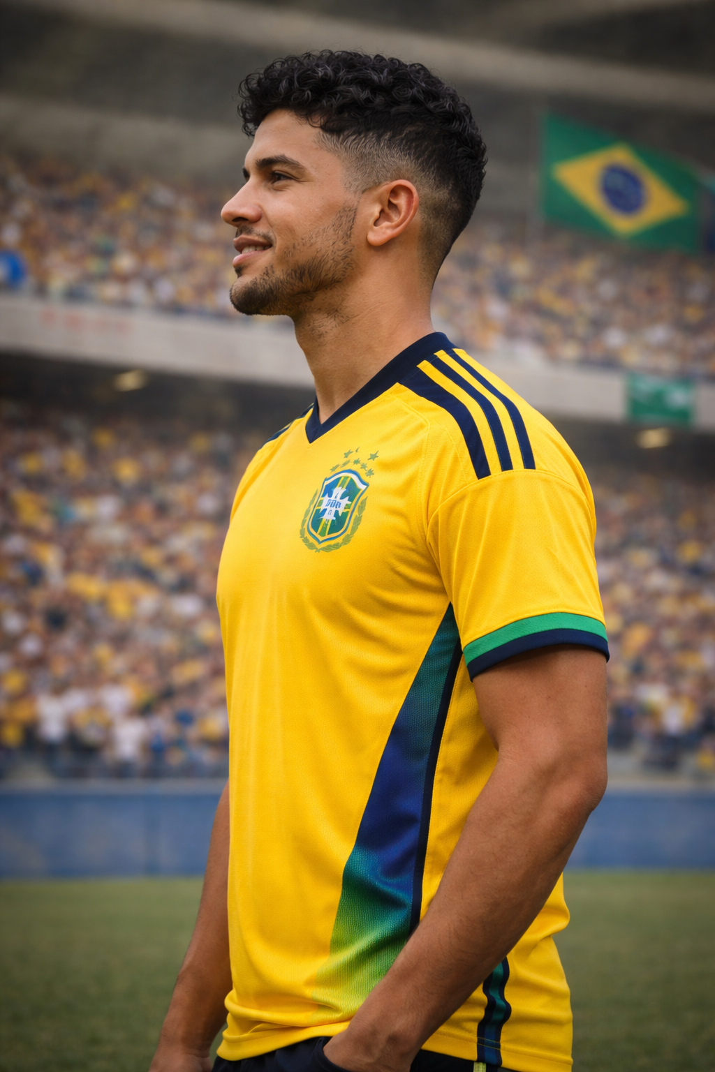 Brazil-Inspired Yellow & Green Football Jersey – Fan Edition Side