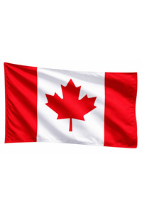 Canadian flag with a red maple leaf on a white background