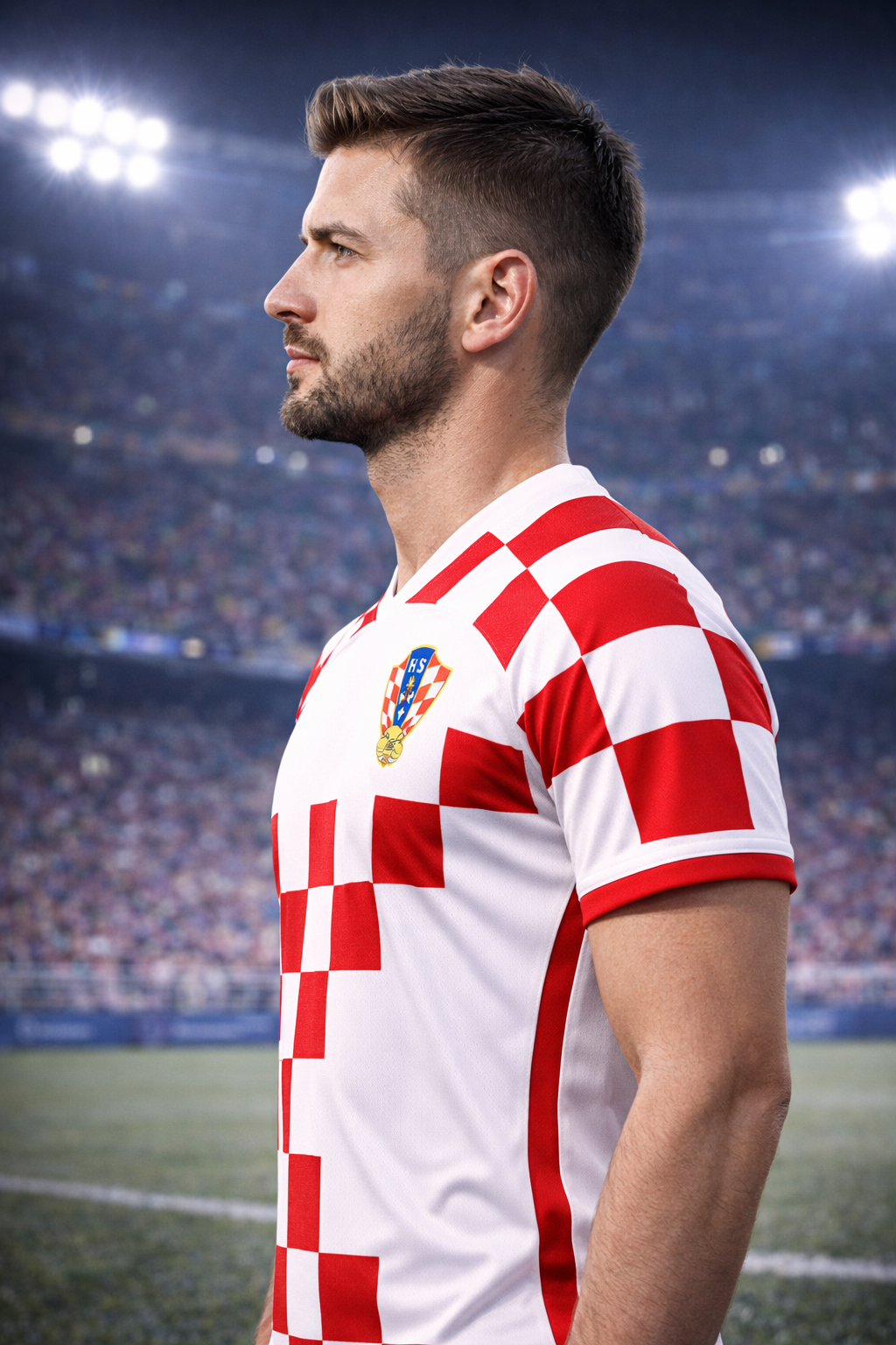 Croatia-Inspired Football Jersey – Red White Fan Edition Man Side