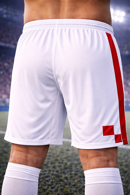 Croatia-Inspired Men’s Football Shorts – Red White Fan Edition Back