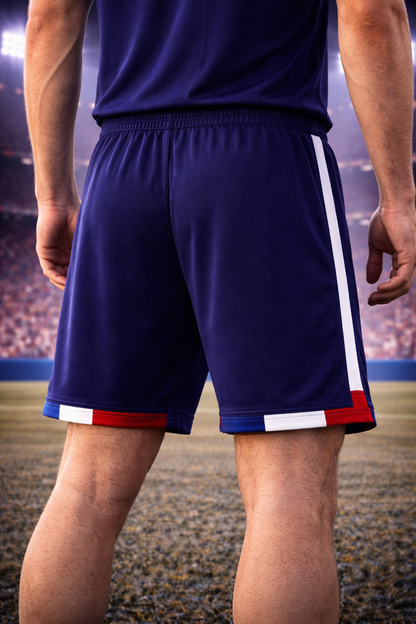 France-Inspired Men’s Football Shorts – Blue Fan Edition Back 