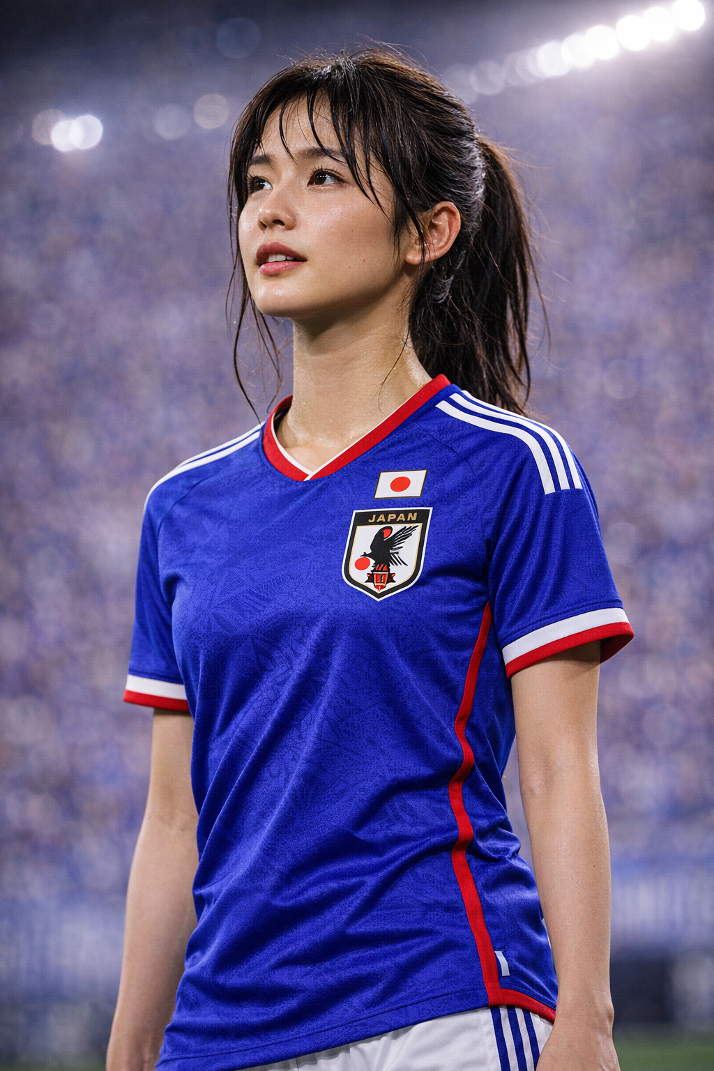 Japan-Inspired Football Jersey – Blue White Fan Edition Girl