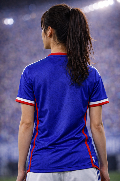 Japan-Inspired Football Jersey – Blue White Fan Edition Girl Back