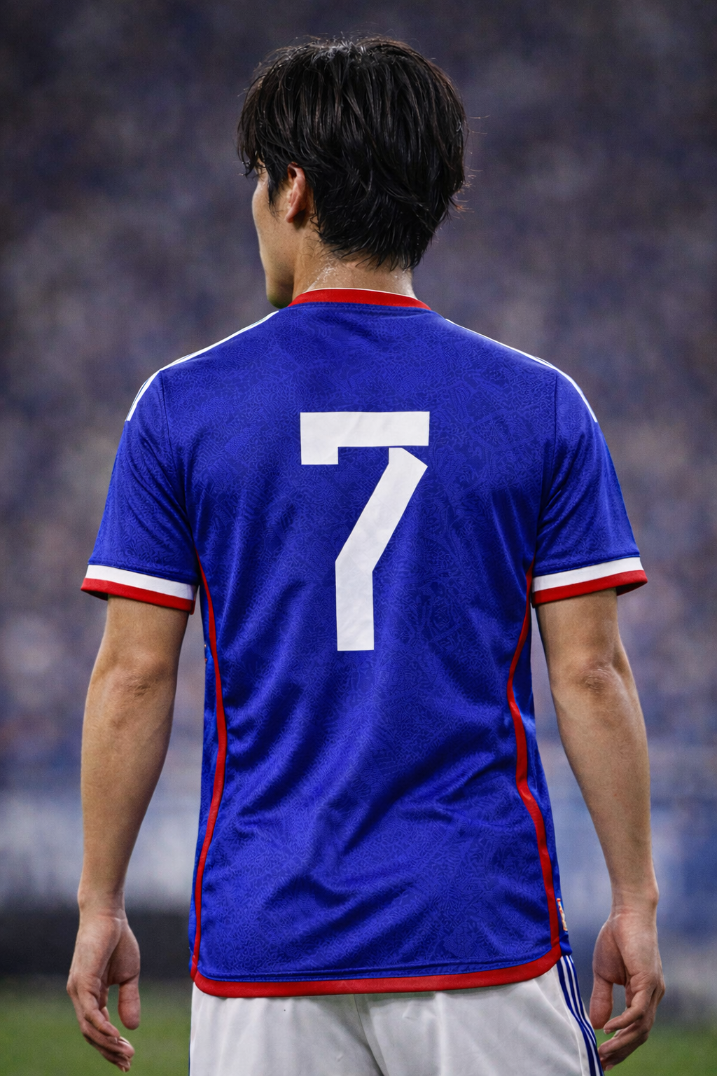 Japan-Inspired Football Jersey – Blue White Fan Edition Men Back