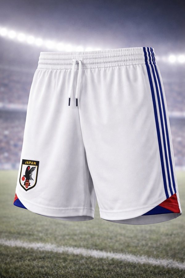 Japan-Inspired Men’s Football Shorts – White Blue Fan Edition