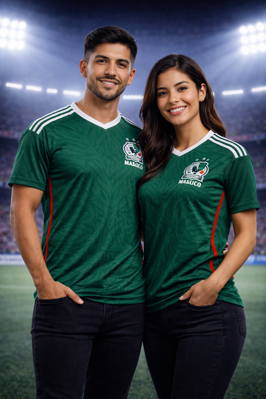 Mexico-Inspired Green Football Jersey – Fan Edition Couple