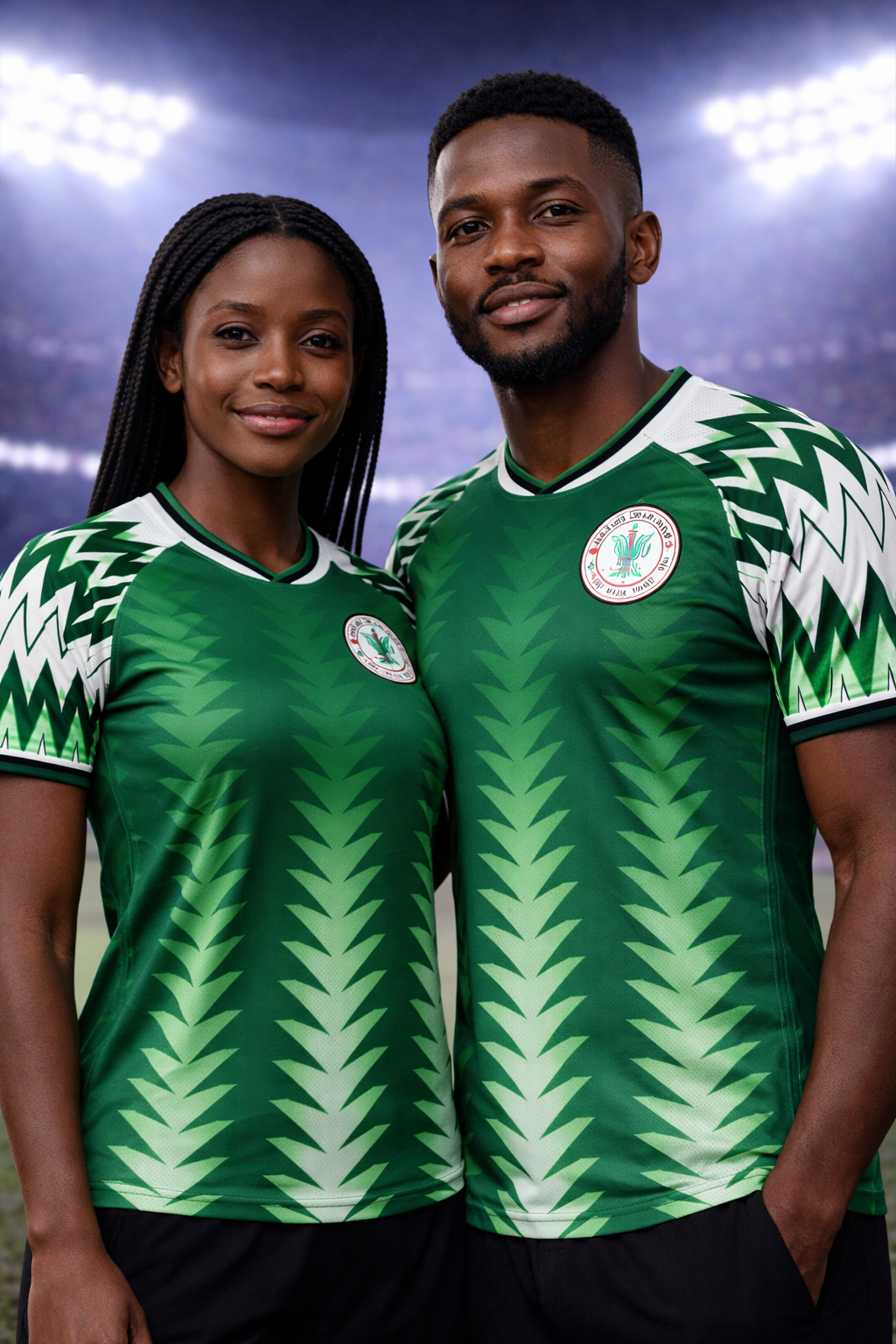 Nigeria-Inspired Football Jersey – Fan Edition Couple
