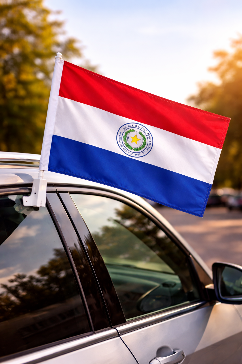 Paraguay-Inspired Car Flag – Fan Edition on car 