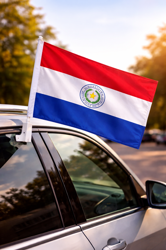 Paraguay-Inspired Car Flag – Fan Edition on car 
