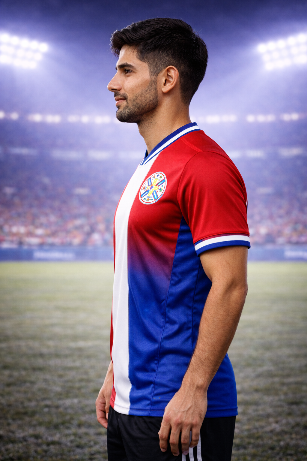 Paraguay-Inspired Football Jersey – Fan Edition Man Side View