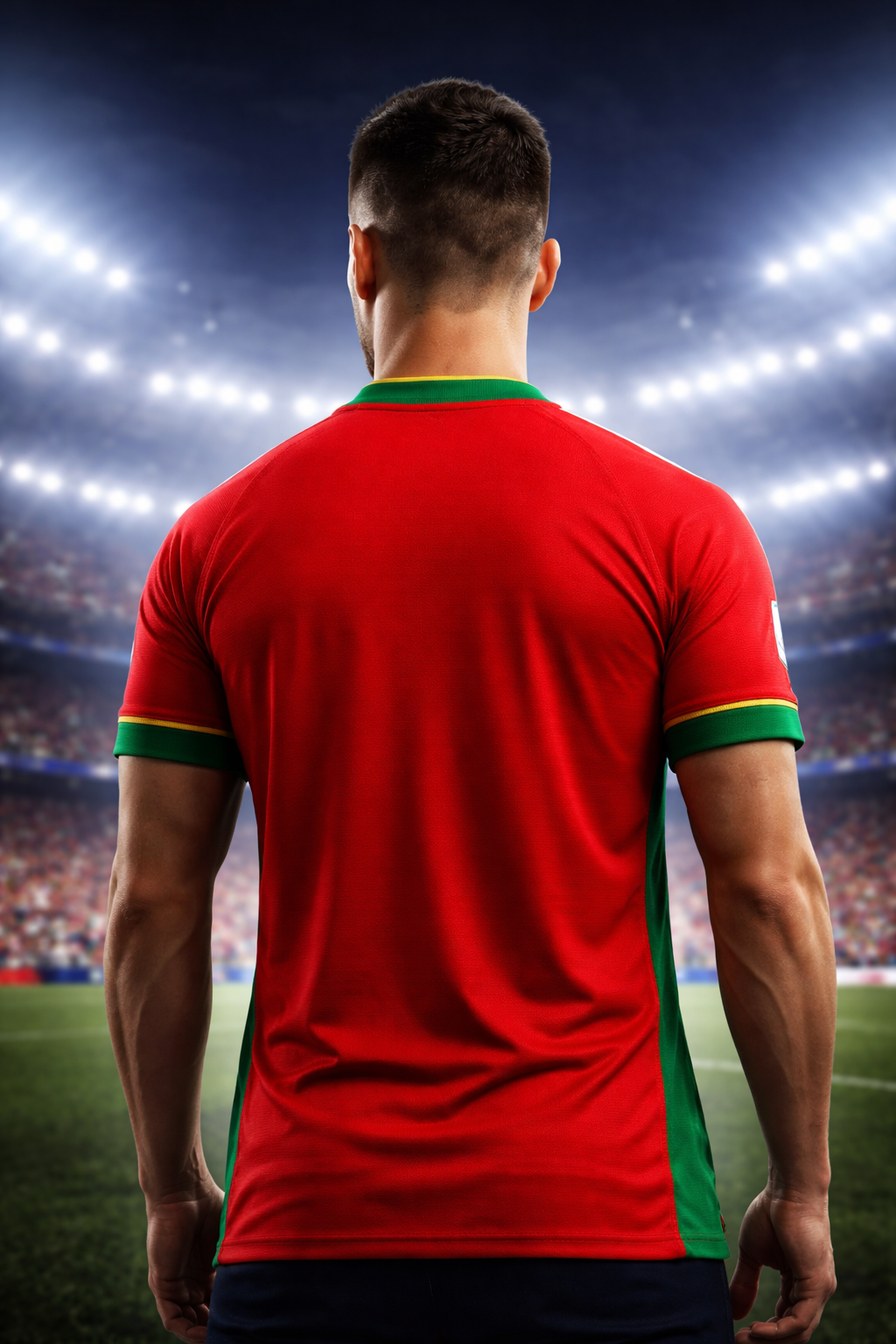 Portugal-Inspired Red & Green Football Jersey – Fan Edition Back