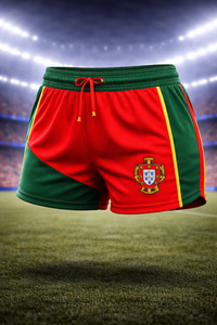 Portugal-Inspired Women’s Football Shorts – Red & Green Fan Edition