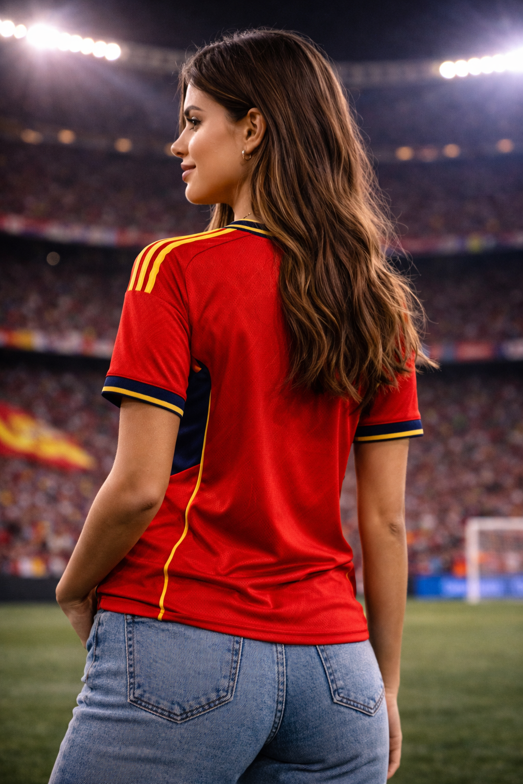 Spain-Inspired Red & Yellow Football Jersey – Fan Edition Woman Back